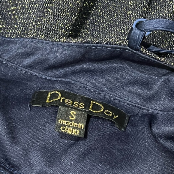 Dress Day Women’s Elegant Navy Blue Gold Sparkle Evening Dress Small - Picture 4 of 5